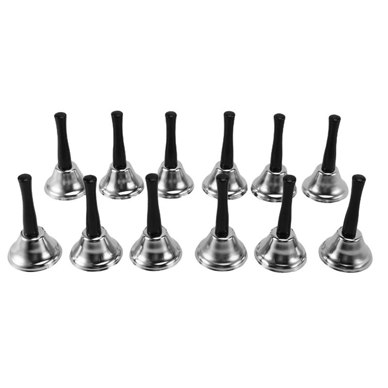 

Other Event & Party Supplies 12 Pieces Metal Hand Bells Wooden Handle Handbells Musical Percussion For Schools (Silver)