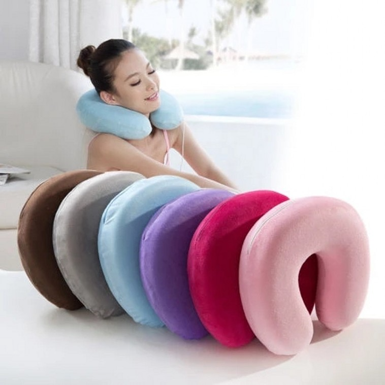 

Soft U Shaped Slow Rebound Memory Foam Travel Neck Pillow for Office Flight Traveling Cotton Pillows Head Rest Cushion F05310A9, Mixed colors