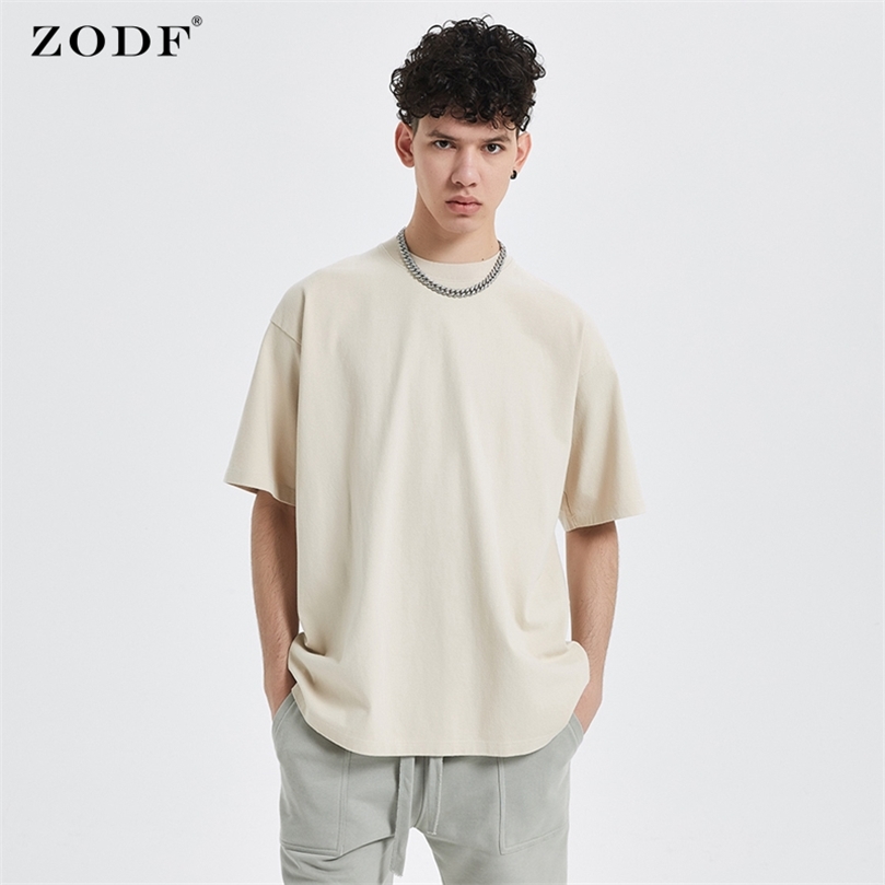 ZODF Spring Summer Washed Solid T Shirts For Man Loose Unisex 310gsm Cotton Heavy Weight Soft TShirt Brand Tops HY0064 220622