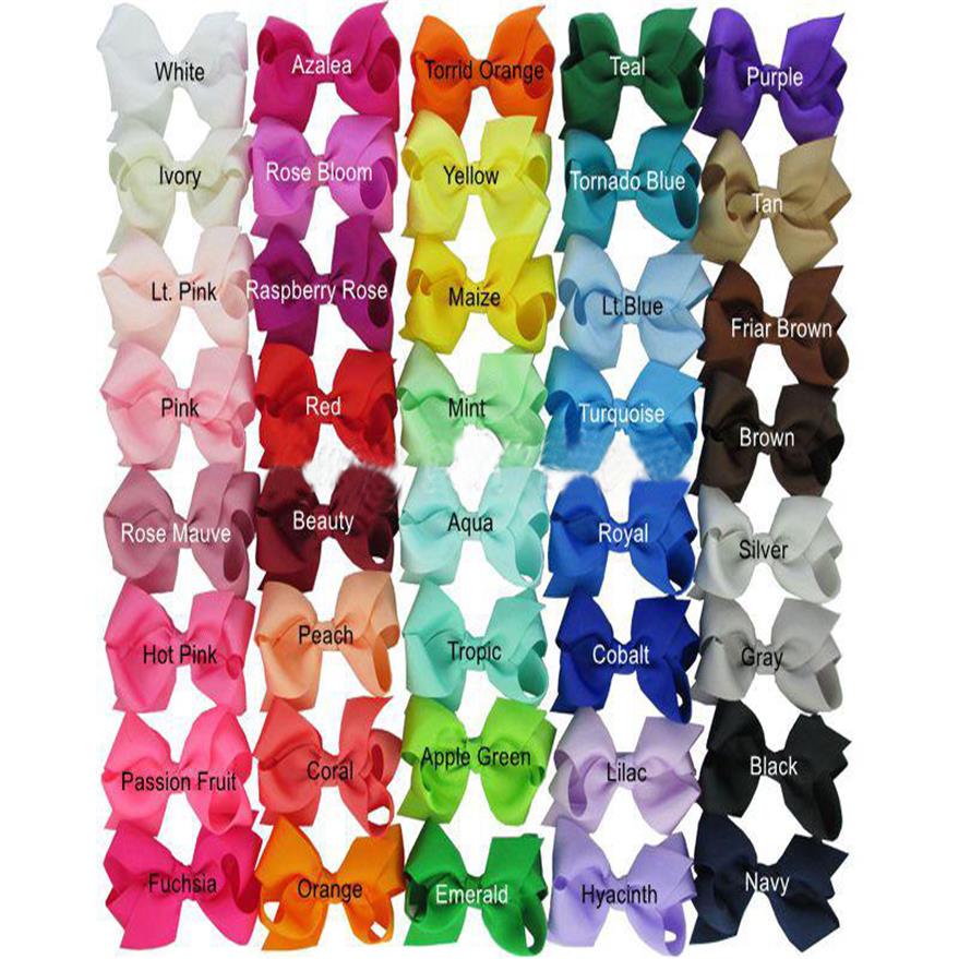 

85pcs lot 3 3-3 5 '' Ribbon Bows with Clip solid color baby hair bow boutique hair accessories girls hair clips 4 5CM274K, Bow with clip