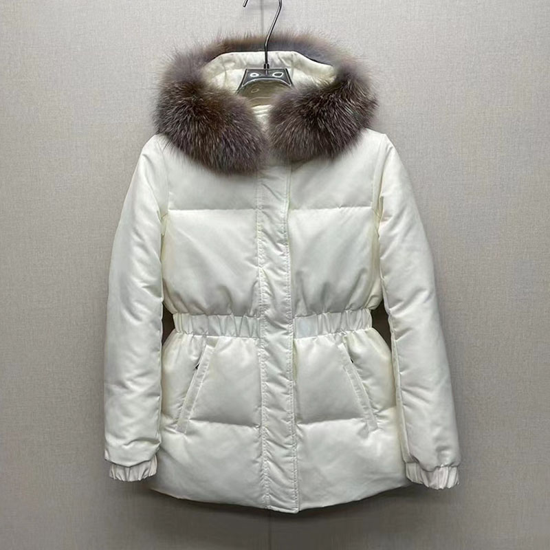 

2022 Women's Fashion Jacket Hooded Casual Waist retraction Down Puffer Warm Fox collar slim fit Short Parkas Female Coat Winter Outerwear, Contact to see the real pic