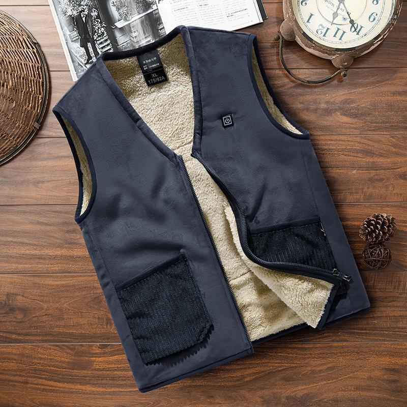 

Men's Vests Mens Intelligent Charging Heating Men Lamb Cashmere Waistcoat Male Winter Warm Vest Fleece Kare22, Gray