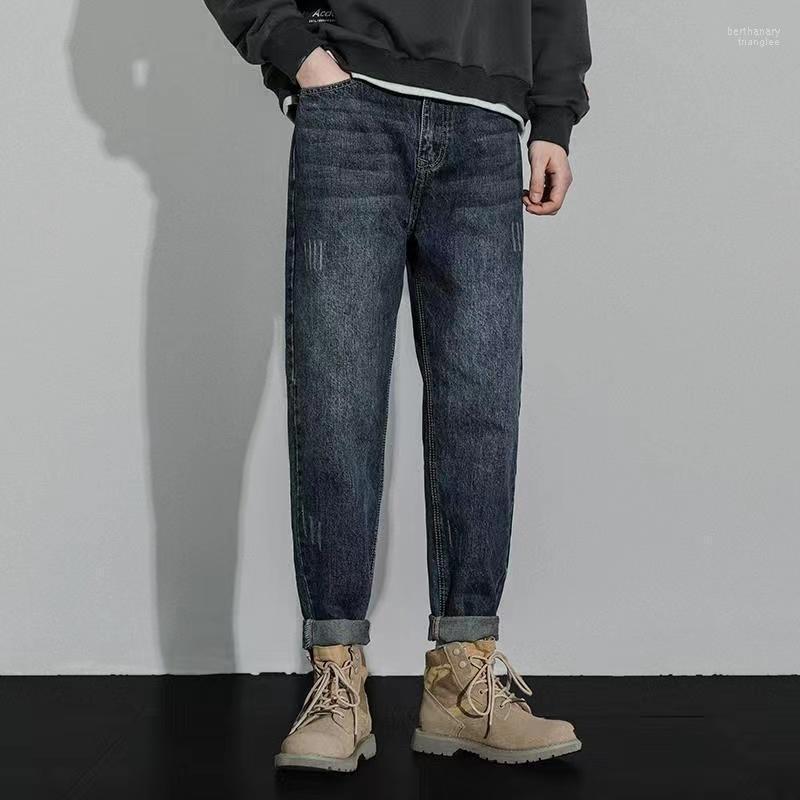 

Men's Jeans Men'S Autumn And Winter Korean Version Fashion Straight Loose Male Trousers 2022 Casual Mid-Waist PantsMen's Bert22, Black