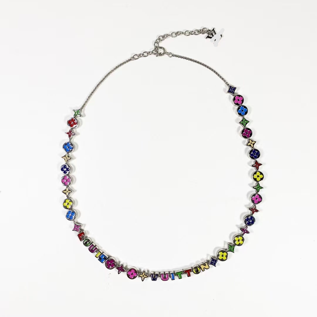 

Luxury color letters color flowers women's Chain monogram party Necklace designer
