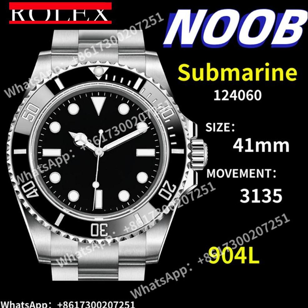 

Men's Automatic Mechanical Watch 124060 904L Stainle Steel Movement 11 Version Chronograph 3135 Wristwatches309V, Black