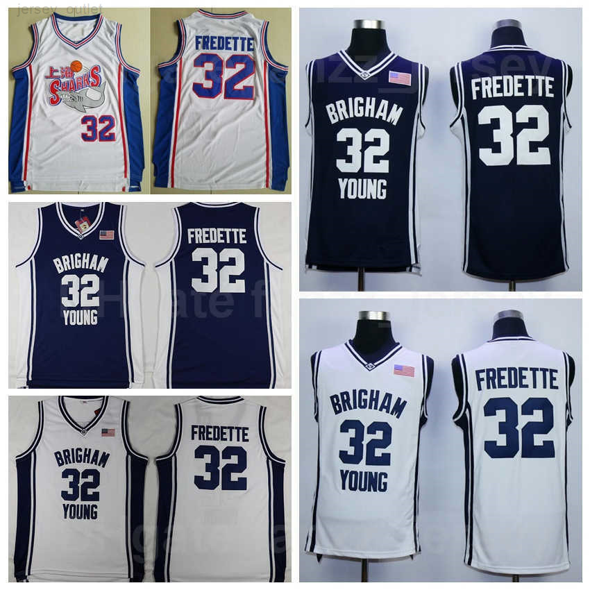 NCAA Brigham Young Cougars College Basketball 32 Jimmer Fredette Jerseys University Team Navy Blue Away White Embroidery And Sewing Breathable For S