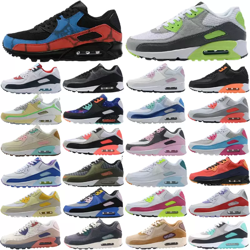 

2022 Men women 90 running shoes triple black Desert Camo Reverse Dancefloor Green infrared Cool Grey Volt mens trainers outdoor sports sneakers eur 36-46, Box