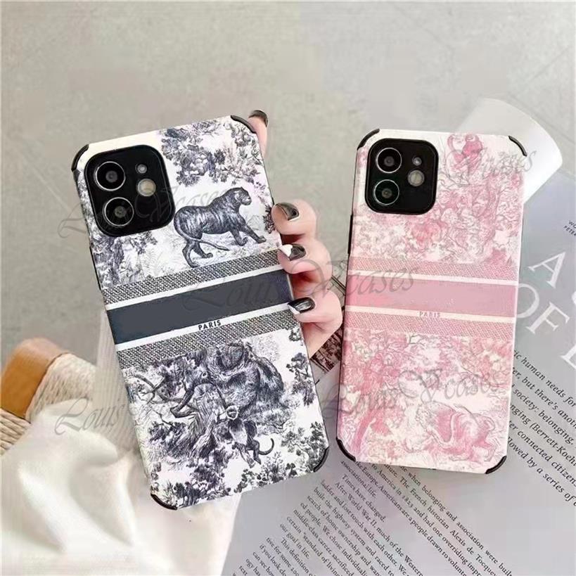 

Luxury lambskin Leather Phone Cases For iPhone 13promax 12pro 11ProMax XR XS max 8 7Plus embroidery logoSoft Silicone Shockproof B234l, Stlye 1