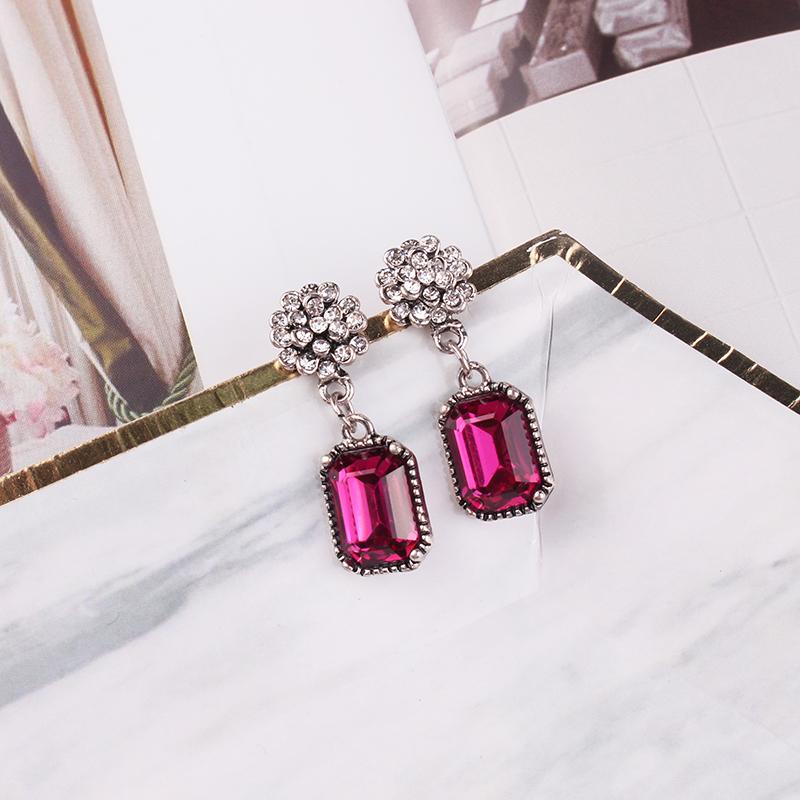 

Dangle & Chandelier Multiple Crystal Stone Drop Earrings Square Candy Color For Women Christmas Party Gift JewelryDangle