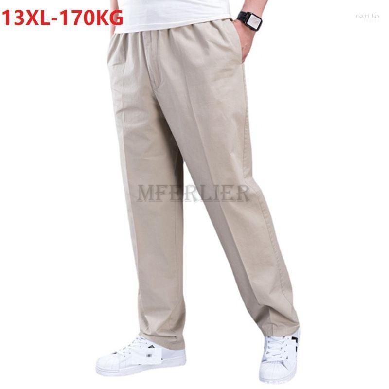 

Men's Pants High Quality Spring Summer Men Cotton Casual Plus Size 10XL 12XL 13XL Stretch Oversize Straight Trousers MFERLIER 70 Naom22, Black