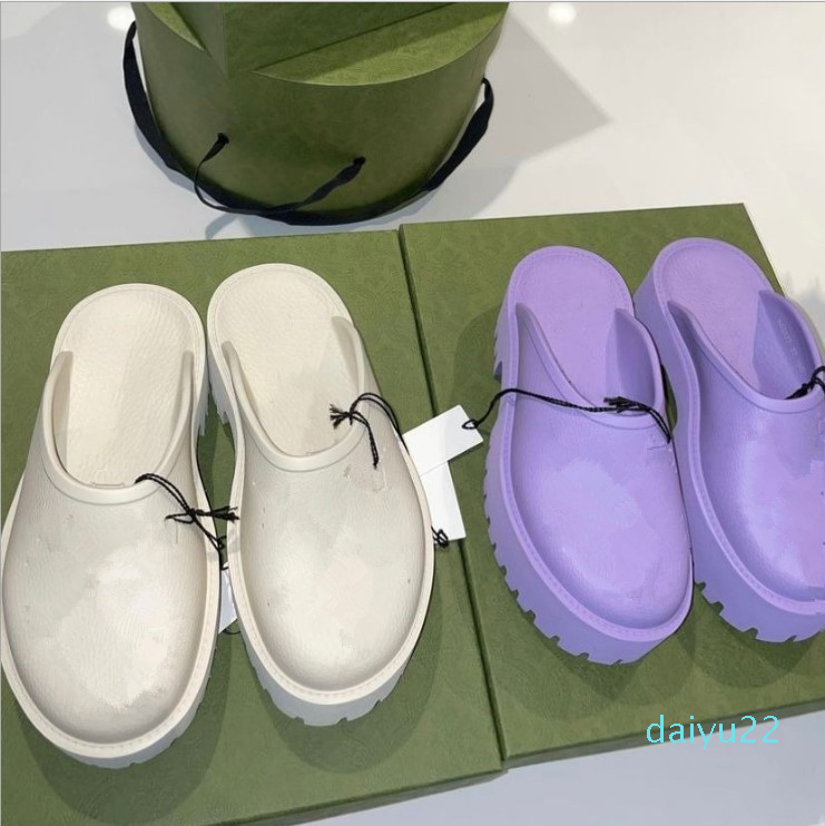 

2022 new fashion Thick Bottom Beach Rubber Lazy Slippers Indoor Outdoor Show Style Hotle Warm Fox Fur Sandals for Women Slides Flip Flops, Thin soled