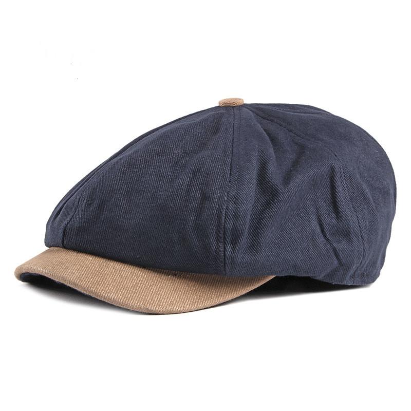 

Berets Patchwork Cotton Octagonal Hat Retro Men Sboy Vintage Duckbill Painter Gatsbay British Style Beret Flat DropshipBerets, Black