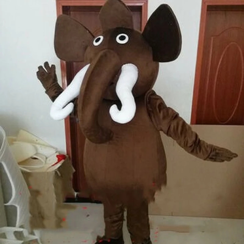 

Brown Elephant Mascot Costume Dress Outfit Advertising Halloween Fursuit, As pic