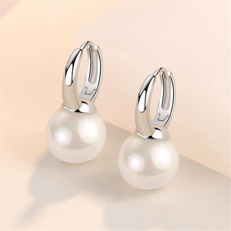 

Dangle & Chandelier Arrival Pearl Earrings Female Hoops Jewelry Top Quality 925 Silver For Women Accessories On Ear Anti Allergy