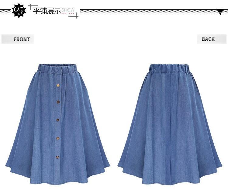 

Skirts V1568-Summer Denim Skirt Women' High Waist Show Thin A Sub All Over The Body, Blue