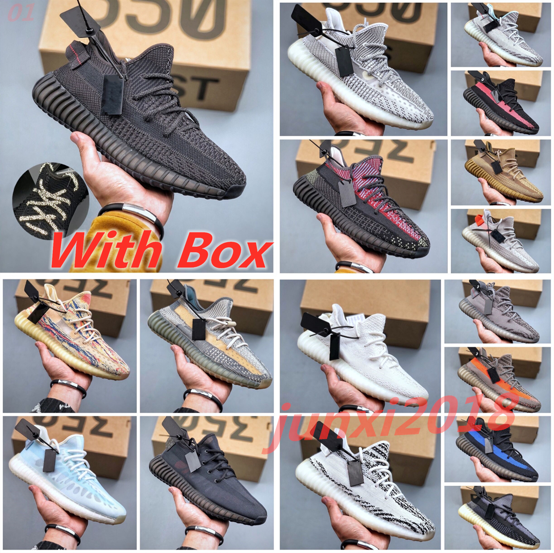 Avec des bottes de boîte kanye'v2''yeezies''boosts''yEzzies''350 femmes chaussures de course mono ice brume marais sable sable bleu mens baskets