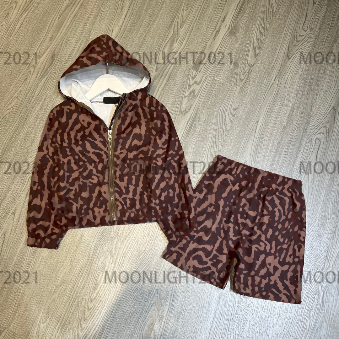 

luxury boys summer sun protection jackets sets 2022ss kids hooded jacket + shorts f printing k t-shirts high-end girls ultra thin coat with soft beach shorts, 03