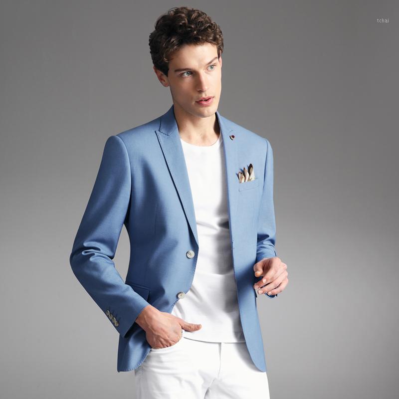 

Men's Suits & Blazers 2022 Arrival Mens Summer Autumn Men Blazer Wedding Business Single Breasted 2 Buttons Light Blue Causal Party Wear Plu, As pic