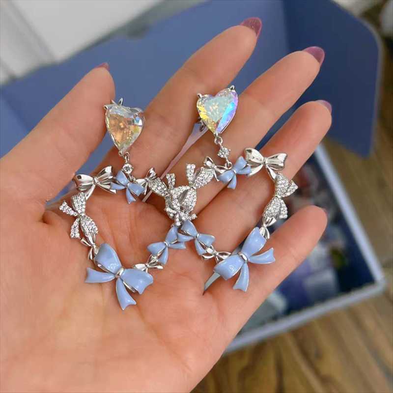 

Dangle & Chandelier Exaggerated Zirconia Bowknot Heart Earrings For Women 2022 Temperament Large Pendientes WholesaleDangle