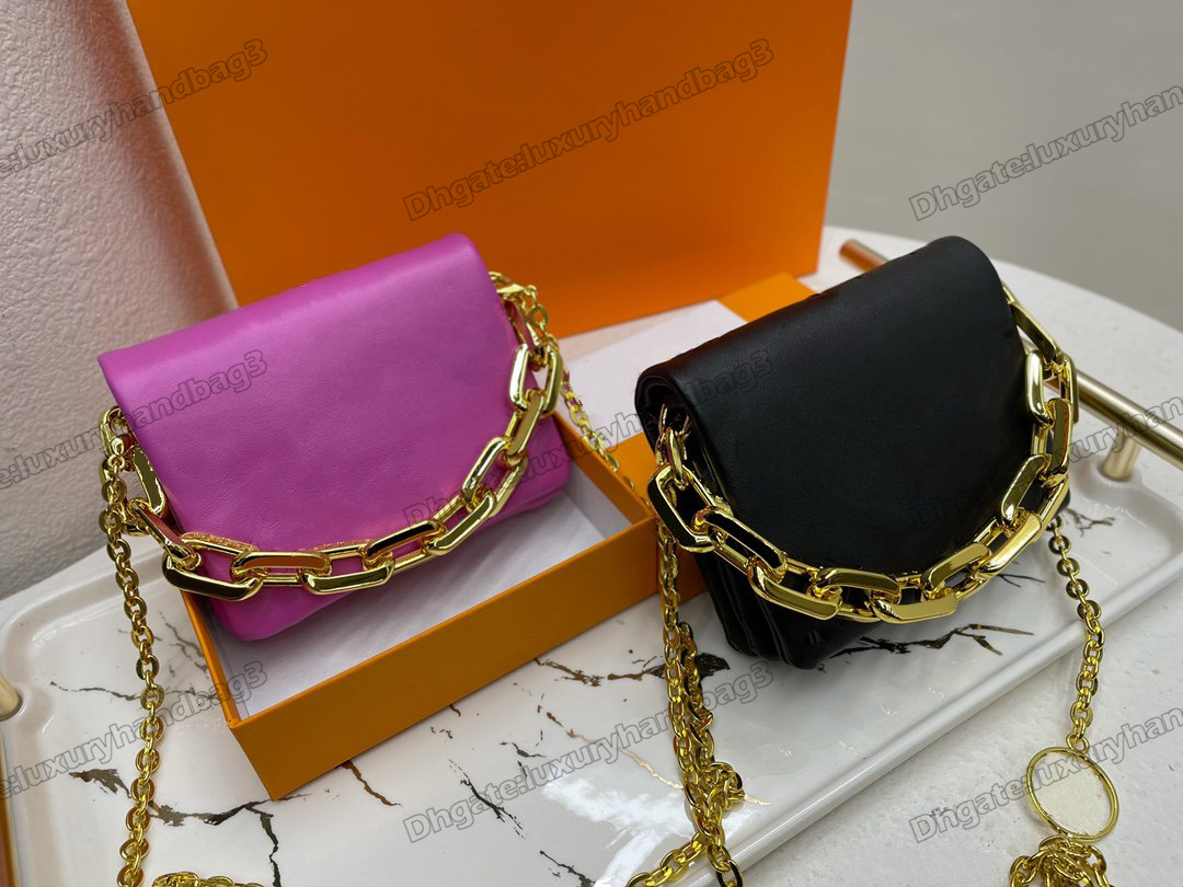 

Beltbag Coussin Mini Leather Shoulder Bag Chunky Chain Flap Bag Cruise 2022 Monograms Handbag Designer Women Purse Wallet M81127 Orchidee Purple, Color 2#