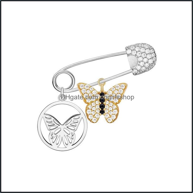 

Pins Brooches Jewelry Brand 1/1 High-Quality S925 Sier Inlaid Fl Diamond Aaaaa Zircon Butterfly Brooch High-End Womens Wedding Pa Dhznn