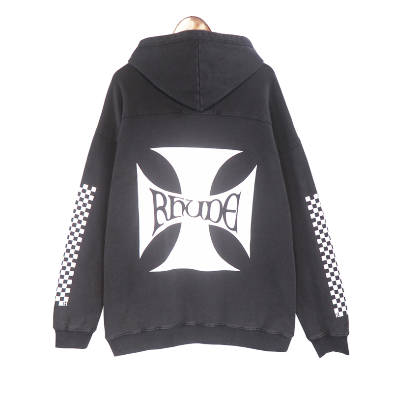 

2022 Hoodie High Street Wash Vintage Plaid Print Men's Women's Quality Hoodie Top