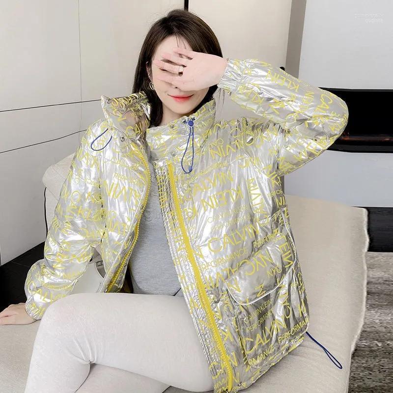 

Women' Down & Parkas 2022 Fashion Winter White Duck Coats Womens Glossy Letter Printing Jackets Woman Short Stand-up Collar Parka Coat Guin, Blue