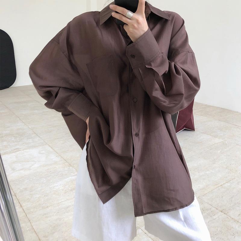 

Women's Blouses & Shirts Summer Women's Casual Solid Color Lapel Long Sleeve Pocket Decoration Loose ShirtWomen's, Green