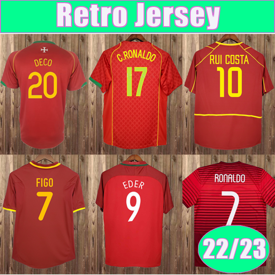

1998 1999 Portugal RUI COSTA FIGO Mens Retro Soccer Jerseys 10 12 NANI R. MEIRELES DECO EDER Home Red Away White Football Shirts Uniforms, Fg2415 1998 home