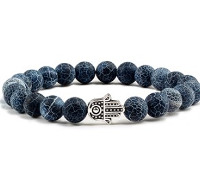 

good Fashion Strands Natural Stone palmVolcanic red turquoise weathered agate adjusted Bracelet elastic dj46j