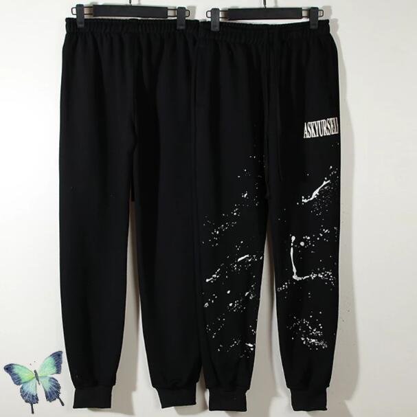 

3D Letter Sweatpants Men's Plus Size Pants, Black
