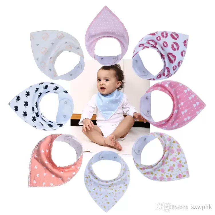 

Spot goods Reusable Washable baby bib Cotton Baby Bandana Drool Bibs Burp Cloth Print Arrow Wave Triangle Adjustable Meal Infant