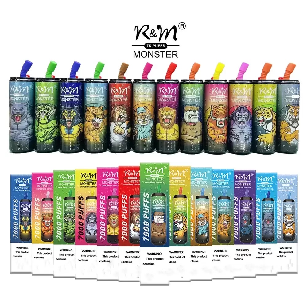 

R&M MONSTER Puff 7000 PUFFS Disposable Vape Pen E Cigarette Device Type-C Rechargeable 550mah Battery 15ml 13Color Pod Smoking Vapes RandM lost marry