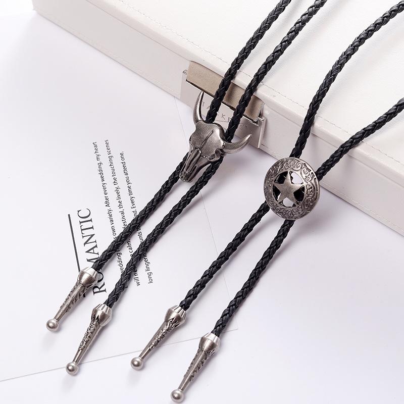 

Bow Ties Men Accessories Pendant Long Sweater Chain Tie Leather Rope Women Couple Necklace Angel Wings Bolo For GiftsBow