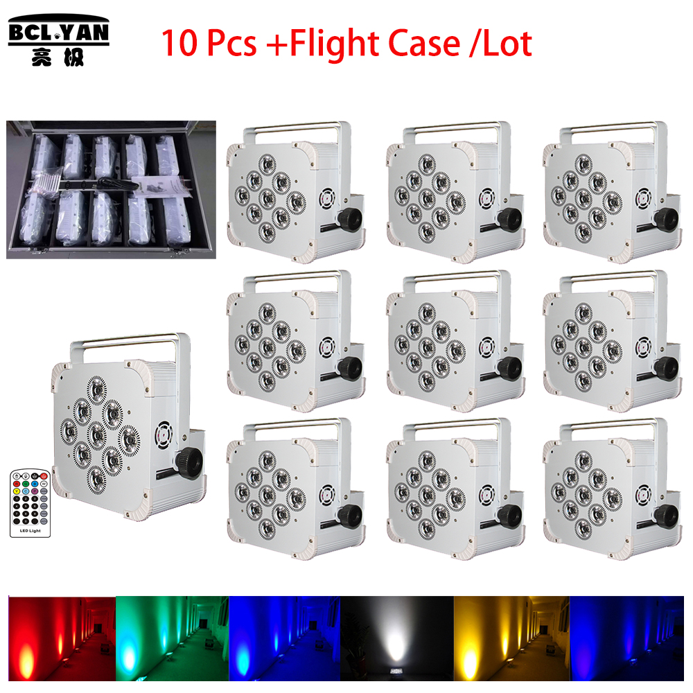 Charging Roadcase 10IN1 Packing WiFi Wireless DMX & Battery Powered Flat LED Par Light 9x18W Bright RGBWA UV 6 IN 1 Uplights