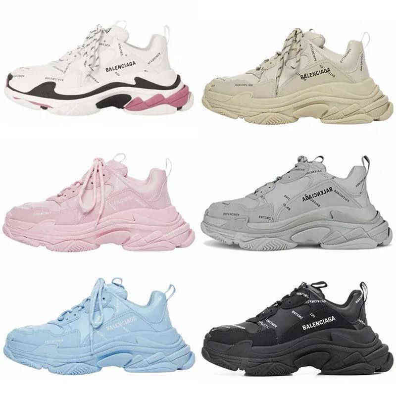 

Designer Sports Shoes Balencigas Sneakers Summer Triple s Black and White Milk Tea Green Air Cushion Men's Women's High-rise Dad, Black and white grey