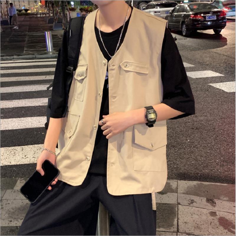 

Men's Vests 2022 Men Vest Summer Thin Jacket Hip-hop Clothes Stra22, Black