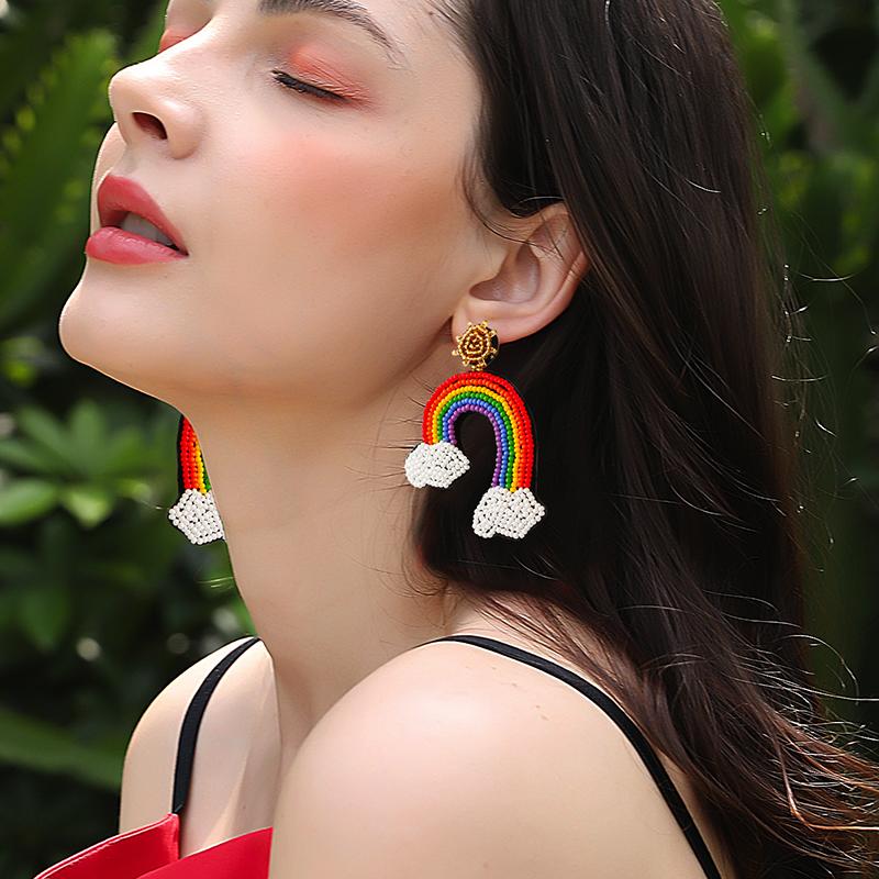 

Dangle & Chandelier Vintage Hanging Long Earings Weave Aesthetic Women Girl Friendship Gifts Rainbow Earrings Jewelry For WomenDangle