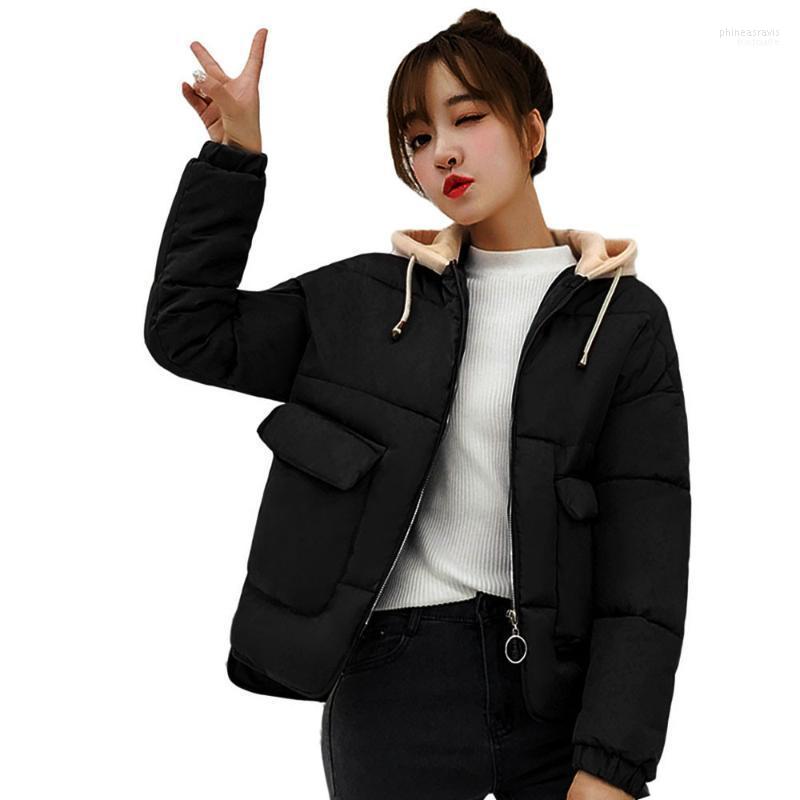 

Women' Down & Parkas Winter Women Nice Female Coat Overcoat Fashion Hooded Jacket Zipper Packet Outwear Preppy Style Cazadora1 Phin22, Black