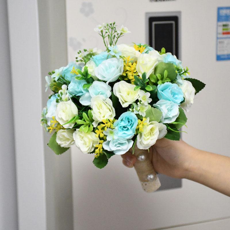 

Wedding Flowers Meldel Purple White Bouquet Handmade Artificial Flower Rose Buque Casamento Bridal For DecorationsWedding