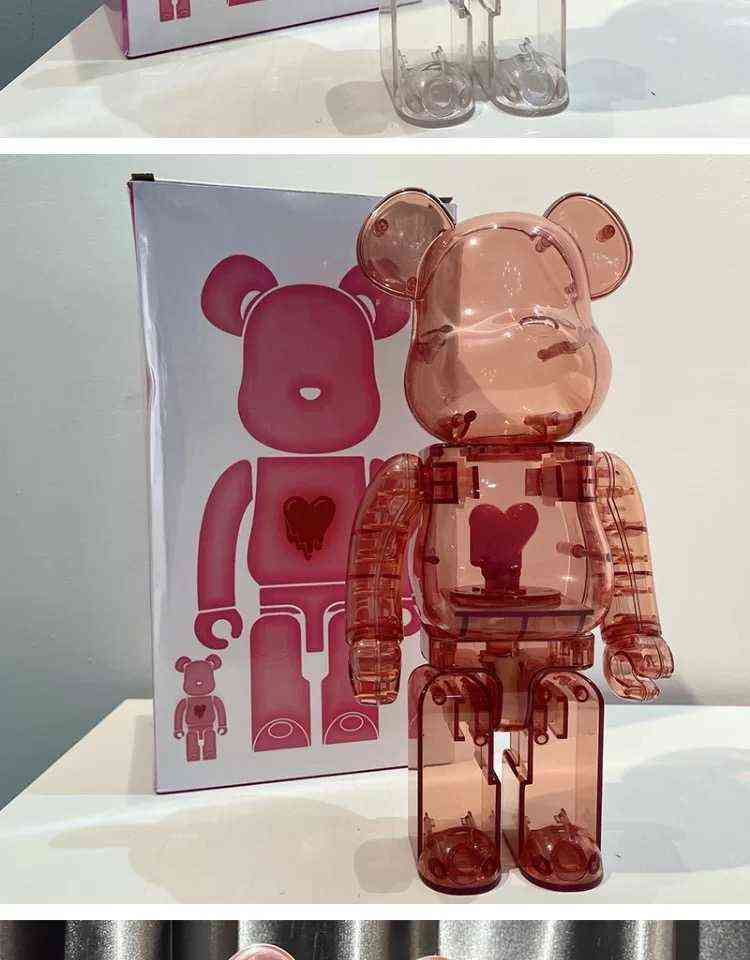 

New Sell Bearbricklys 400% 28cm Dissolving Heart Red Heart Colorful Hearts Pvc Action Figures Models Toys Christmas Gifts New AA22305M, White