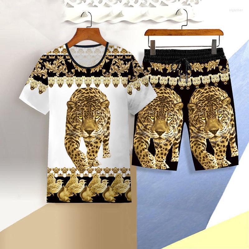 

Men's Sweaters Summer Men's Sportswear Suit 3D Tiger Short-sleeved Casual Slim T-shirt Shorts Chinese Dragon Printed Sports SuitMen's Ol, Same as pictures4