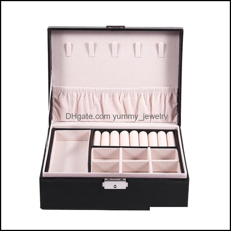 

Jewelry Pouches Bags Packaging Display Double Storage Box Can Put Ring Necklace Earrings Pu Glasses Watch Drop Delivery 2021 Pb4W5