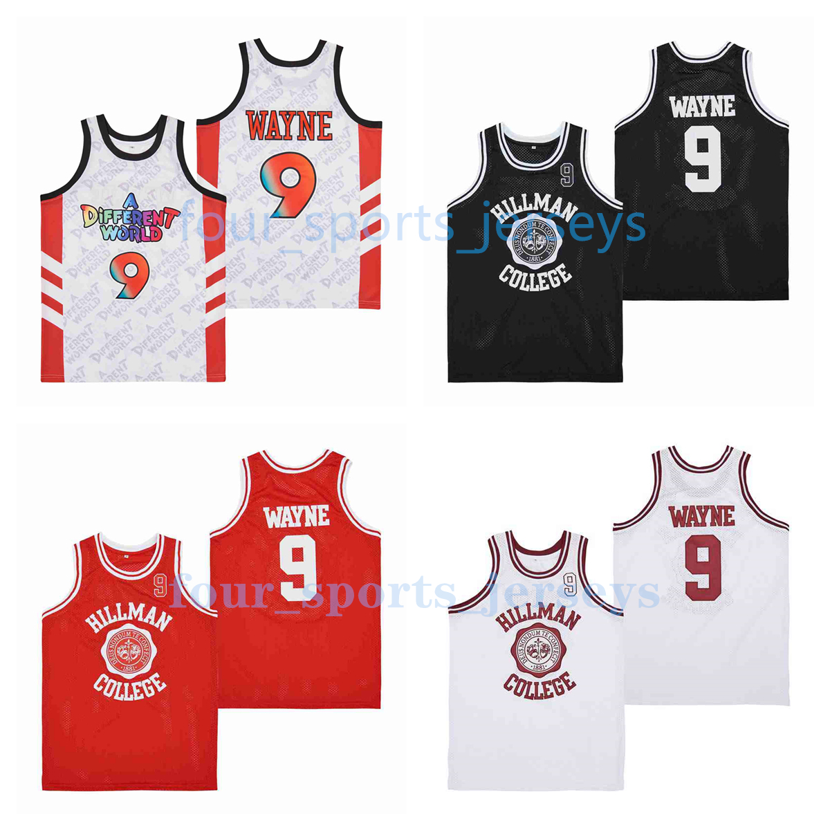 

Movie Basketball Jerseys 9 Dwayne Wayne In Red Black White Men Size S--XXL, As picture