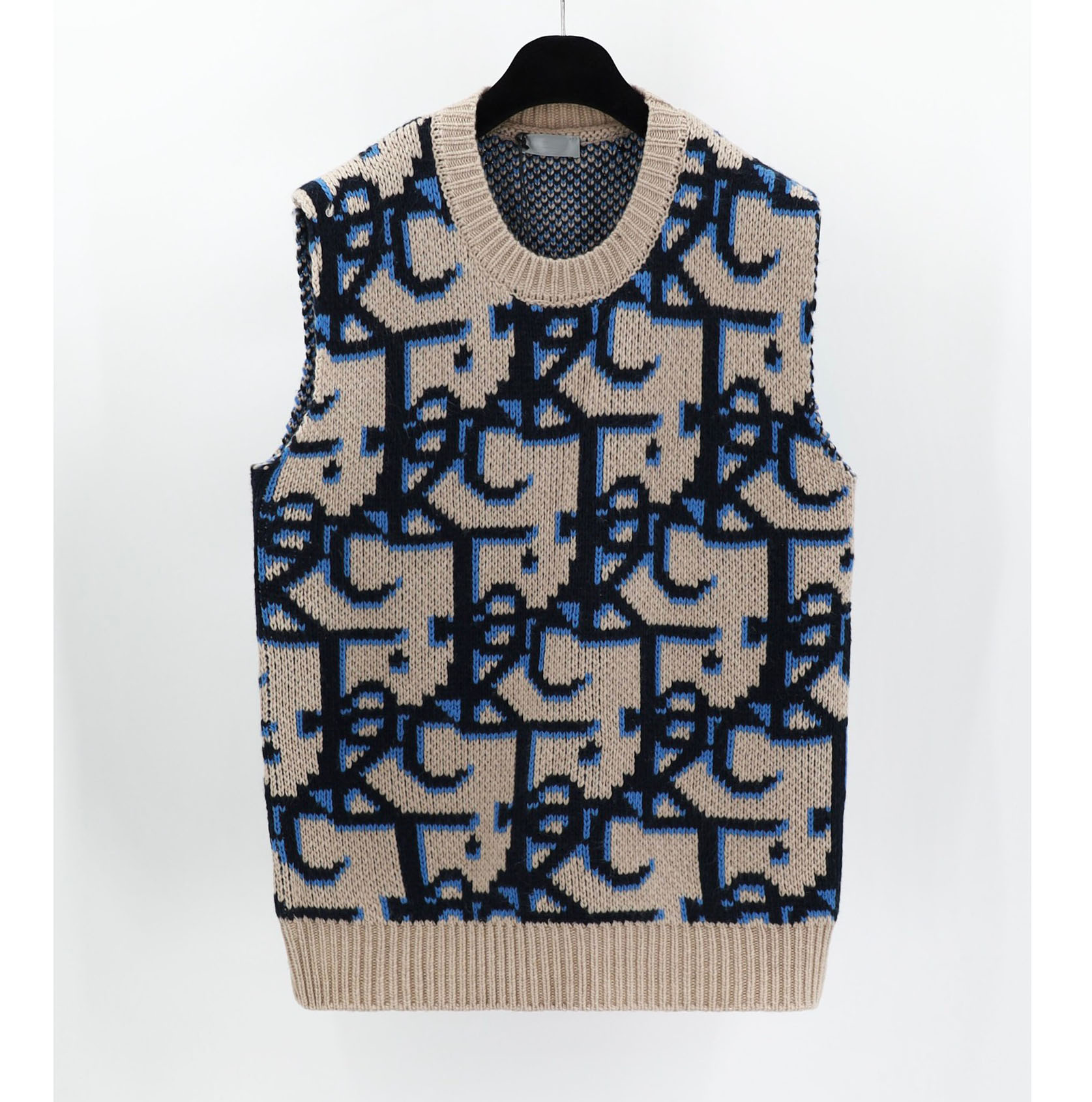 

New AOP jacquard letter knitted sweater in autumn / winter 2023acquard knitting machine e Custom jnlarged detail crew neck cotton ge3215