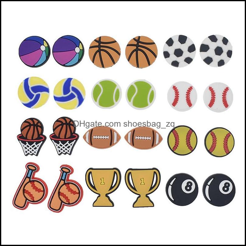 

Shoe Parts Accessories Shoes Sport Ball Decorations For Croc Charms Clog Bracelet Buckle Charm Wristband Soft Rubber Buttons Wholesale Dro