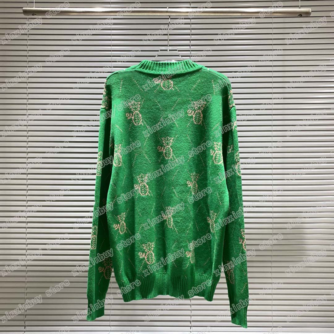 

22ss Women designer Sweaters pineapple Jacquard casual Crew Neck long sleeve men wild top green S-2XL, Multi
