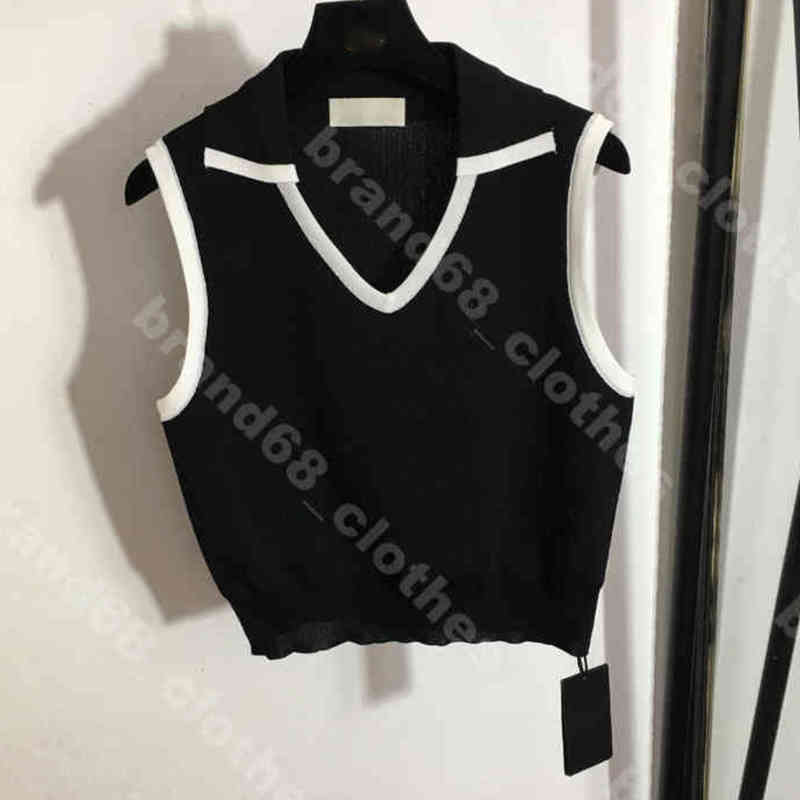

fashion women knitted Tanks lapel vest casual sports vests embroidered logo summer sexy cropped shirts 5A quality camis bow pearl y..sl brand womens clothes album a1