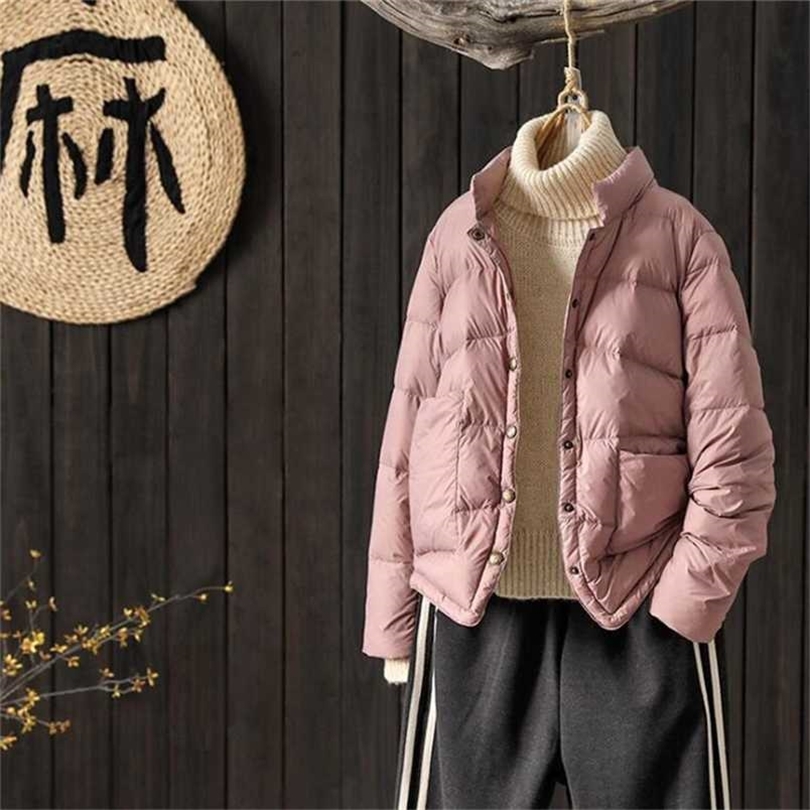 SEDUTMO Spring Duck Down Coat Women Ultra Light Thin Short Puffer Jacket Winter Slim Pocket Parkas ED1432 211120
