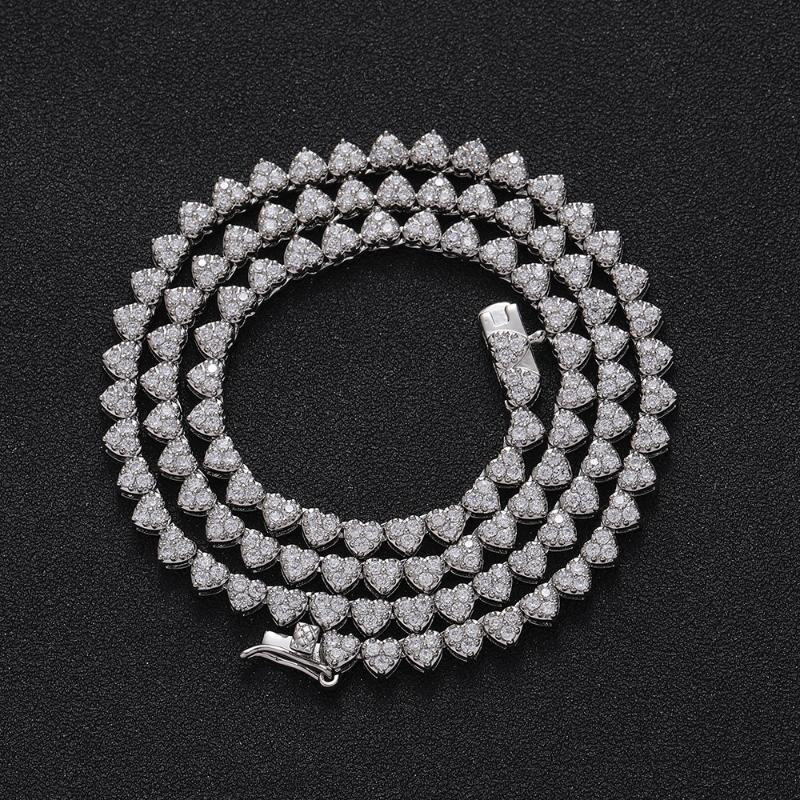 

Chains Bling Women Tennis Chain Necklace Full CZ Heart-shaped Fashion Jewelry BC128Chains